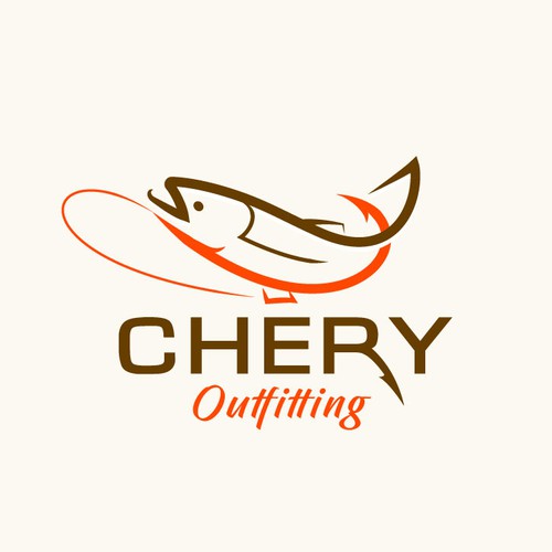 Fishing logo with the title 'Flyfishing outfitting'
