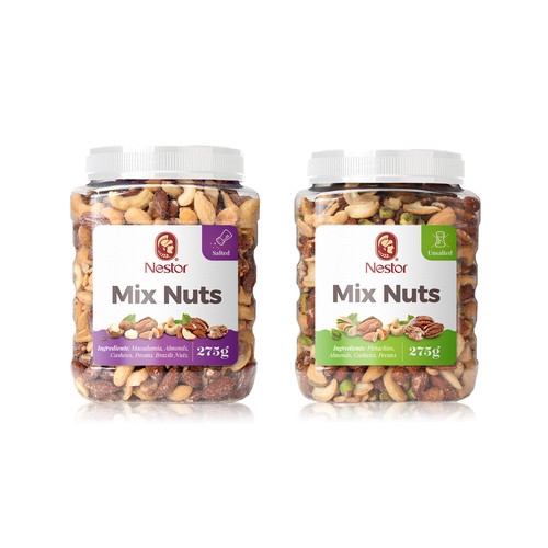 Nuts label with the title 'Nestor - Mix Nuts'