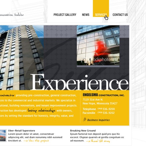 Contemporary website with the title 'Engelsma Construction: Website'