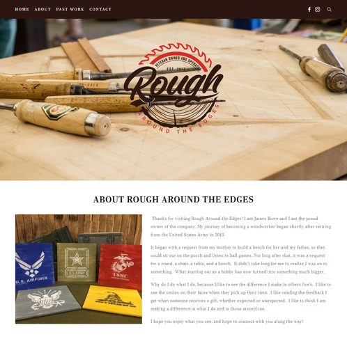 Woodworking design with the title 'Rough Around the Edges'