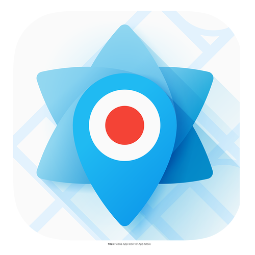 Pin design with the title 'map catalog apps'