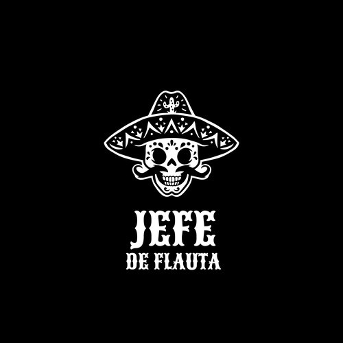 Skull design with the title 'Skull with sombrero'