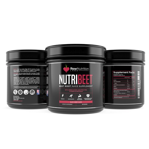 3D label with the title 'Premium label design for new superfood product'