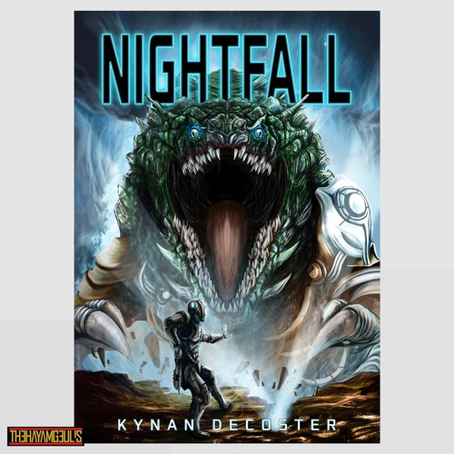 Science-fiction book cover with the title 'Fantasy artwork for book cover'