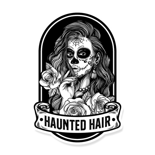 Rose brand with the title 'sugar skull girl illustration'