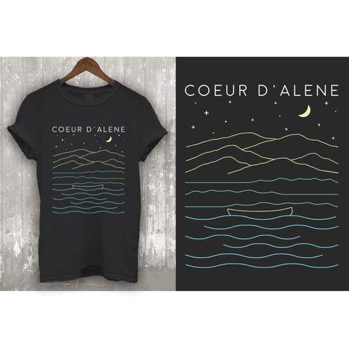Minimal design with the title '2024 Coeur d'Alene T-Shirt Design'