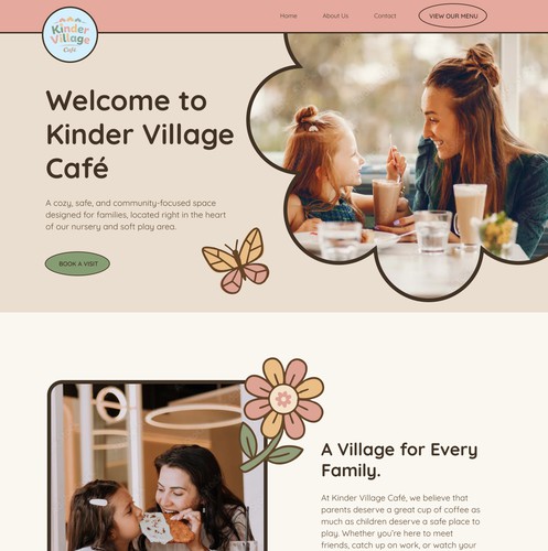 Restaurant website with the title 'Design Kinder Village Cafe'
