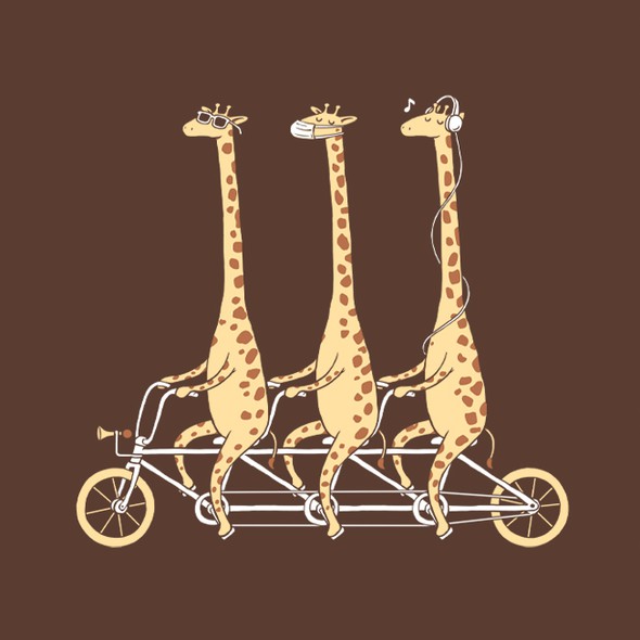 Bike t-shirt with the title 'Three Wise Giraffes'