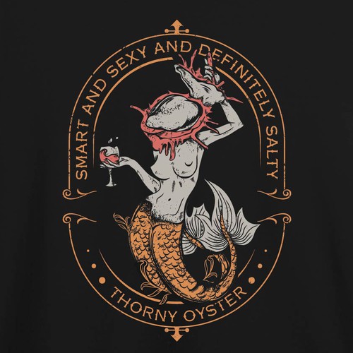 Mermaid t-shirt with the title 'Mermaid with an oyster'