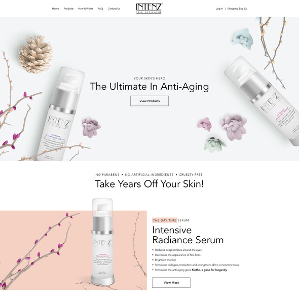 Women website with the title 'Be Unique! Create A Website For A New Intensive Face Serum'