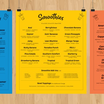 The Smoothie Shack Menu Boards