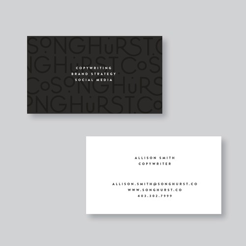 Professional brand with the title 'Songhurst.co business card layout variations'