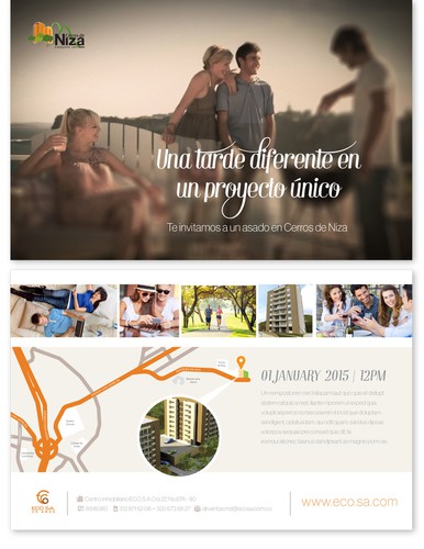 Script font design with the title 'Postcard invite for property developer '