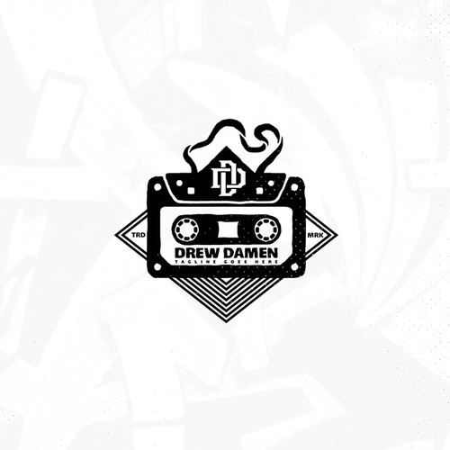 Black music logo with the title 'Drew Damen Hip Hop Music Producer'