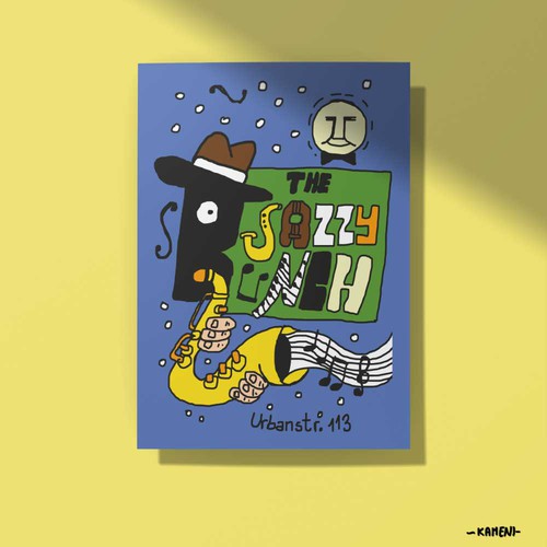 Jazz artwork with the title 'The Jazzy Bunch cartoon poster design'