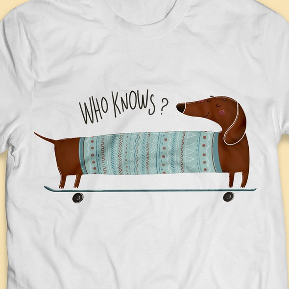 Dog t-shirt with the title 'who knows'
