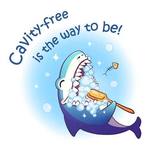 Cartoonish artwork with the title 'Illustration for dental office, T-shirts for kids'