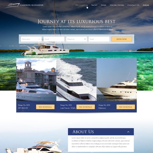 Yacht design with the title 'landing page for a luxury tour'
