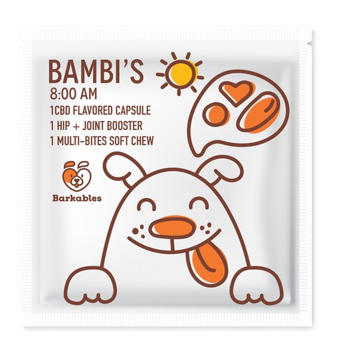Cute packaging with the title 'Dog vitamin packet'