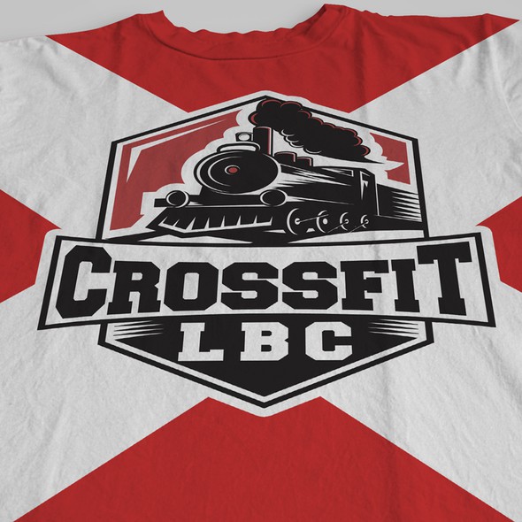 Chimney logo with the title 'An unique crossfit gym logo which is representing a locomotive with kettle bell on the front.'