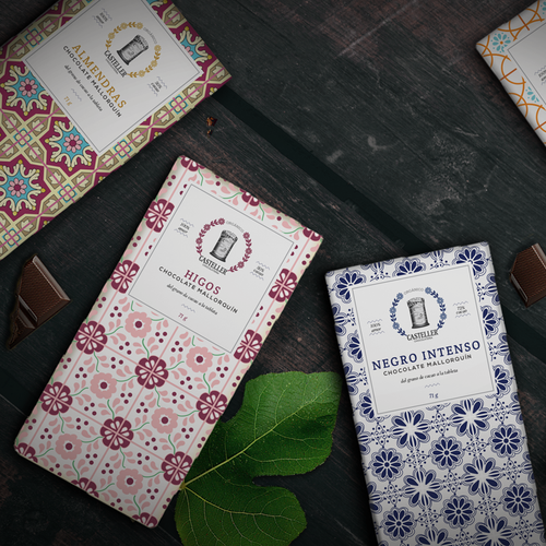 Flower packaging with the title 'Casteller Chocolateria'