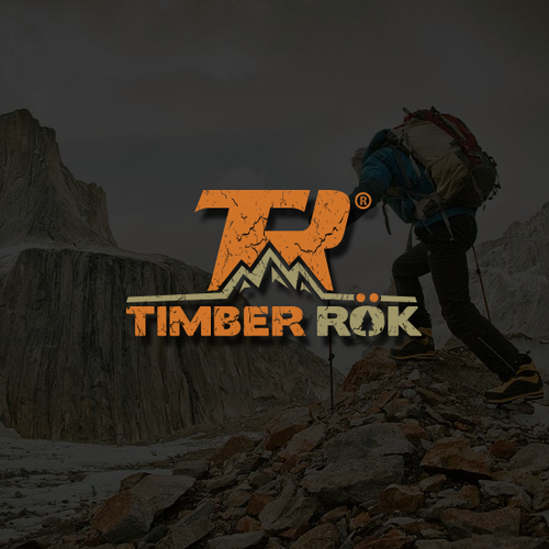 Sports apparel logo with the title 'Logo for outdoor product company Timber Rök.'