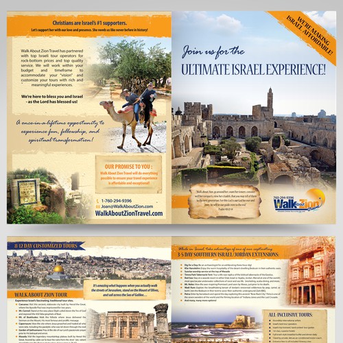 Photo montage design with the title 'Christian Group travel brochure'
