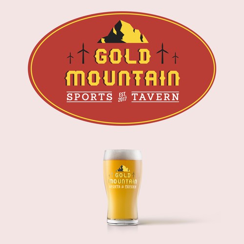Oval design with the title 'Gold Mountain'