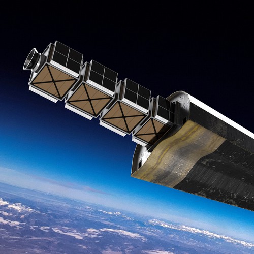 Conceptual artwork with the title 'Satellite Deployment'