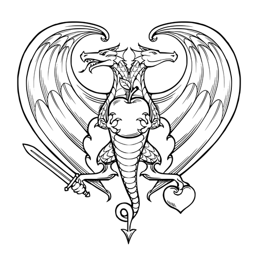 Symbol artwork with the title 'Heraldic symbol of love'