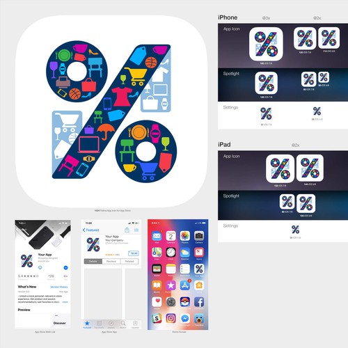 N design with the title 'Nenove mobile app icon design'
