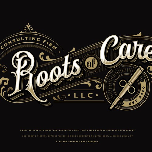 Ornament design with the title 'Roots of Care llc.'