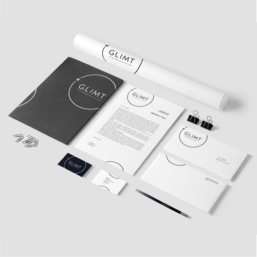 Letterpress logo with the title 'Glimt - Architecture agency'