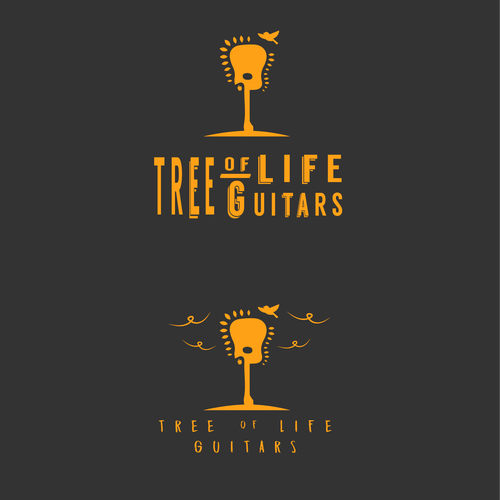 Scenery logo with the title 'Simple logo for guitar company called "Tree of Life Guitars".'