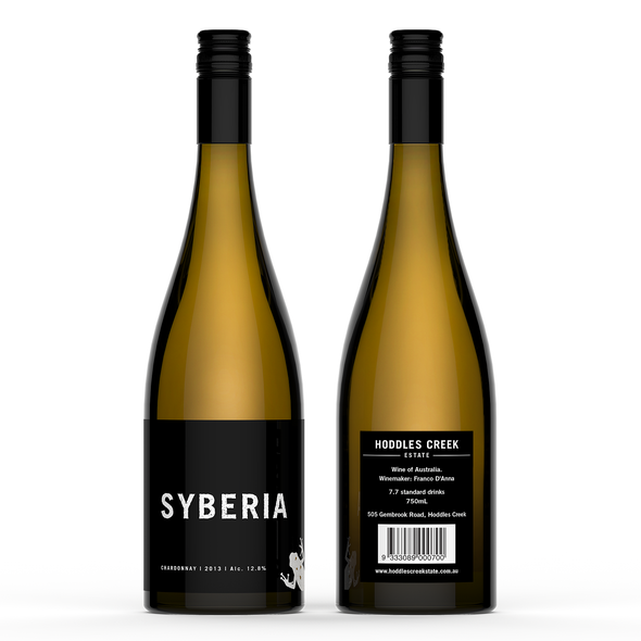 Chardonnay label with the title 'Product label for Syberia (by Hoddles Creek Estate)'