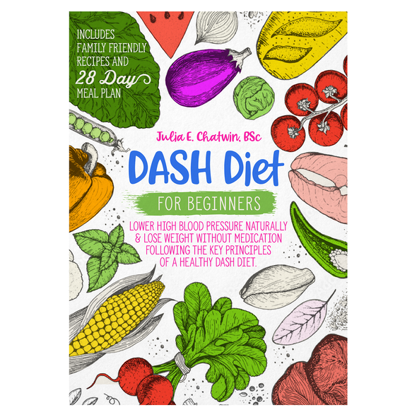 Diet book cover with the title 'Dash Diet for Beginners'