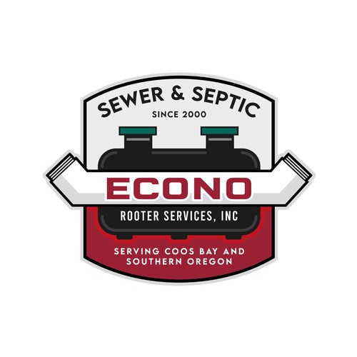 Red brand with the title 'Rooter company logo proposal'