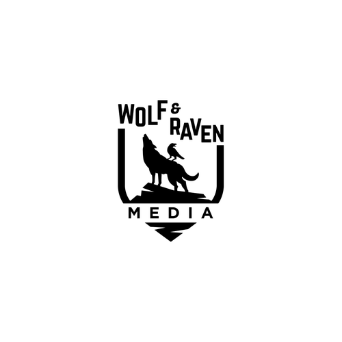 Raven logo with the title 'Wolf and Raven Media'