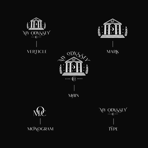 Sketching logo with the title 'Classic logo design for Mythology Candle Co'