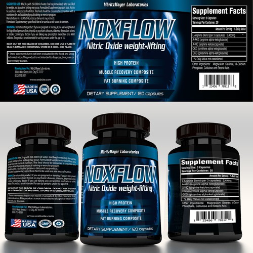 Pre-workout label with the title 'Design the label for a popular muscle-building booster'