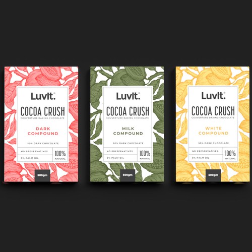 Chocolate label with the title 'Packaging design for Cocoa Crush Chocolate'