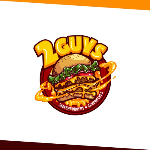 Hamburger logo with the title '2 Guys'
