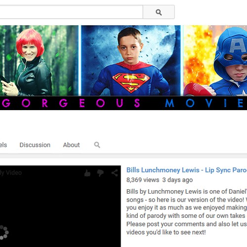 Channel design with the title 'Youtube Channel Art for Gorgeous Movies'