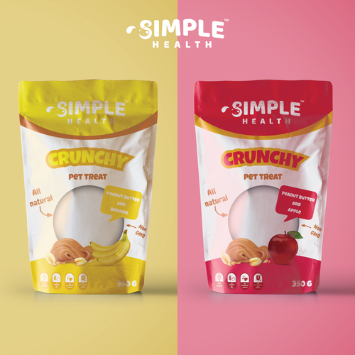 Apple packaging with the title 'Pouch design for pet treat'