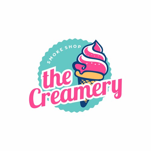 Ice cream shop design with the title 'The Creamery'