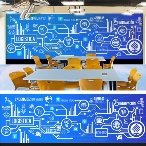 Mural design with the title 'Decision-making lab branding'