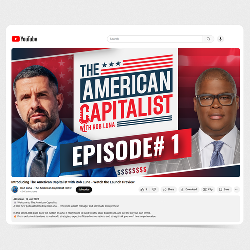 Loud design with the title 'Modern and Bold YouTube Thumbnail Design for Finance Podcast'