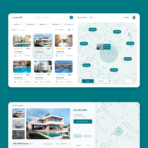 Platform design with the title 'Clean modern Real Estate Searching Platform '