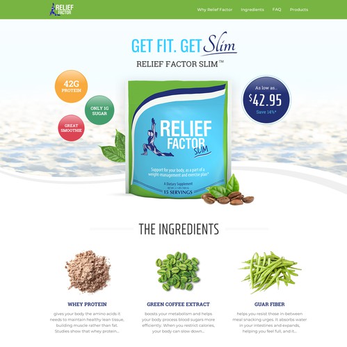 Healthcare design with the title 'Landing page design for slim shake'