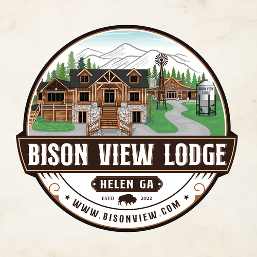 Lodge design with the title 'BISON VIEW LODGE'